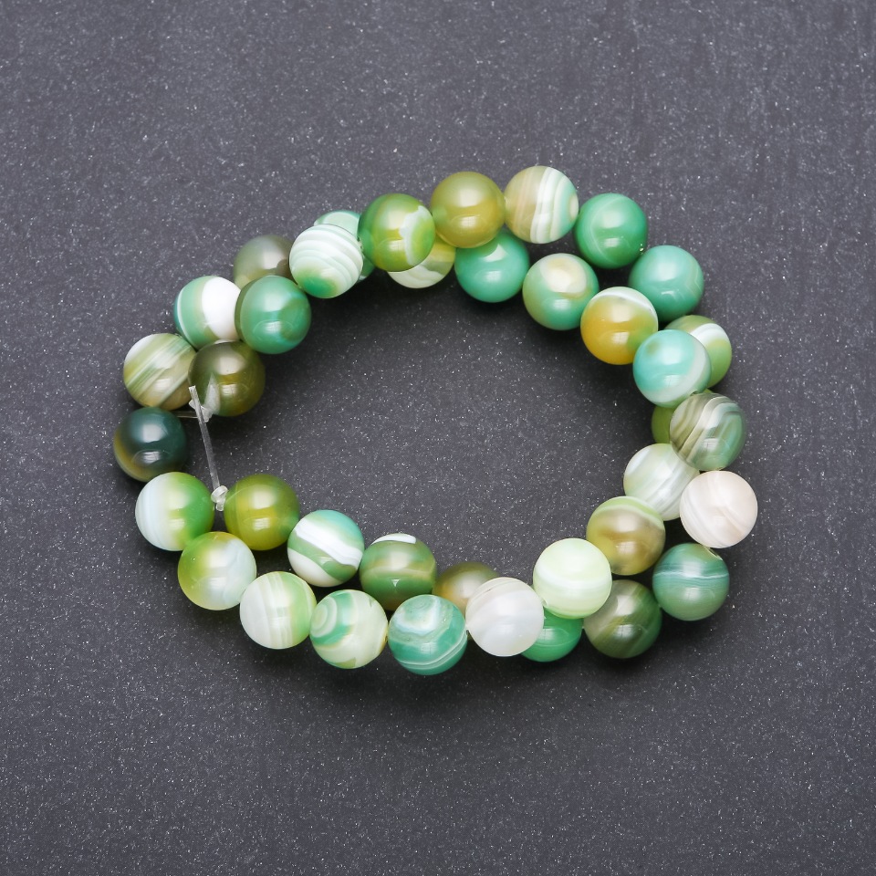 Mărgele de agat, bile netede, diametru 10 mm, șnur de 38 cm