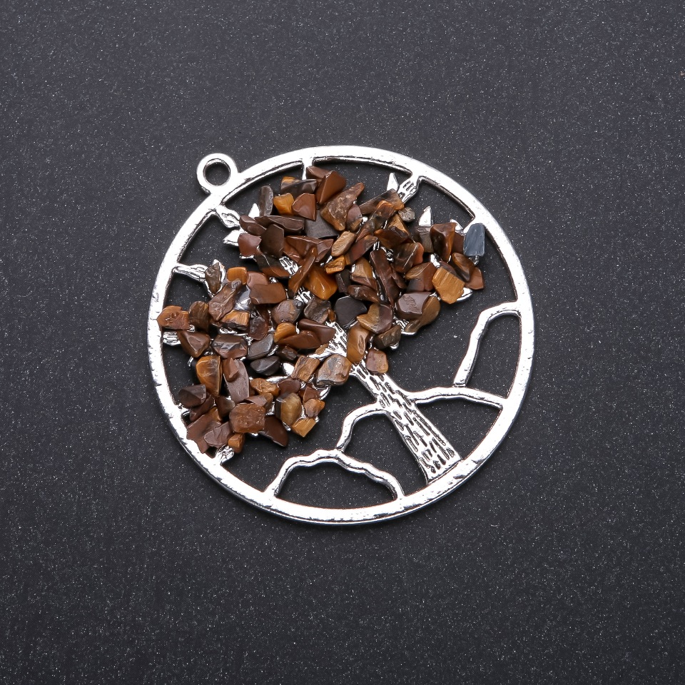 Colier „Copacul Fericirii” din ochi de tigru, diametrul 57 mm