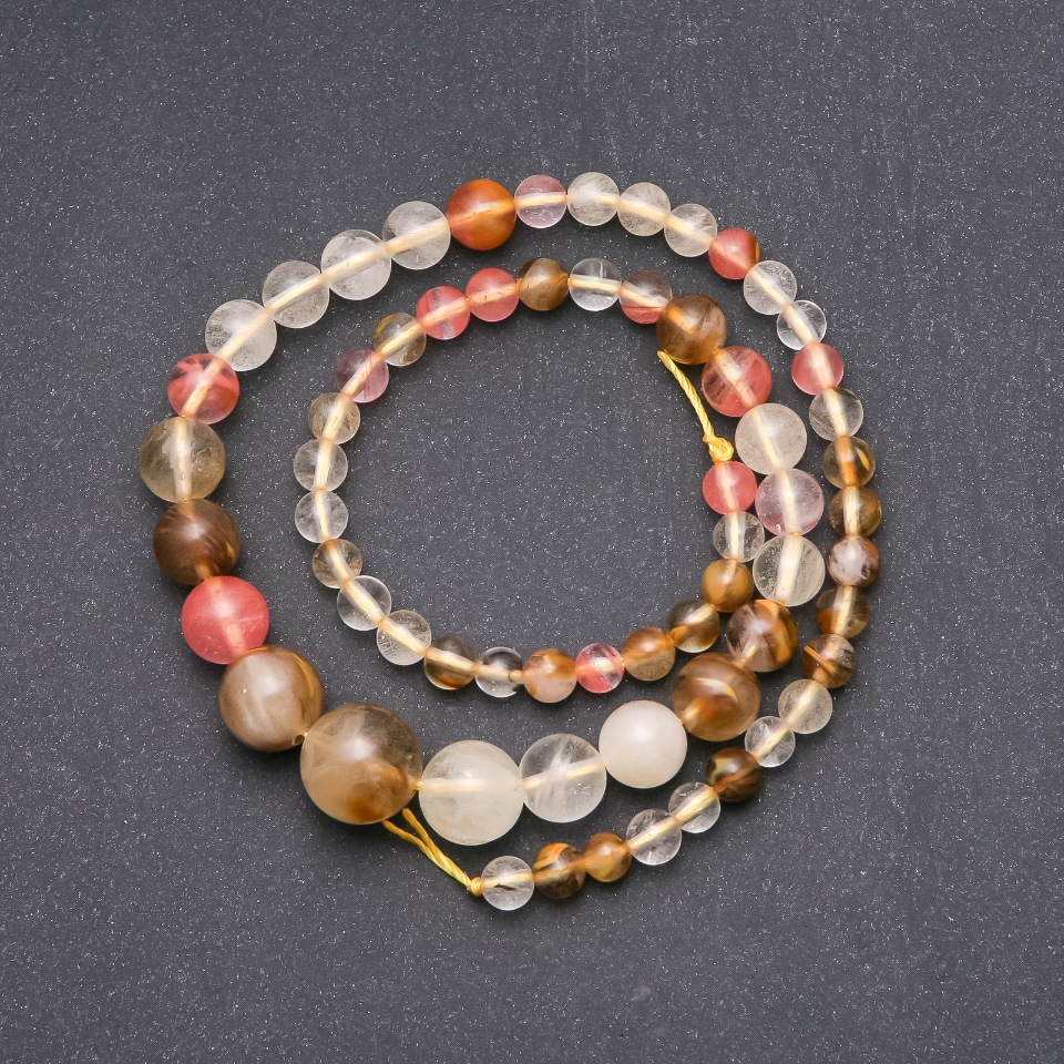 Намистини Халцедон штучний заготівля гладка кулька на збільшення, діаметр 6-14мм, довжина 44см