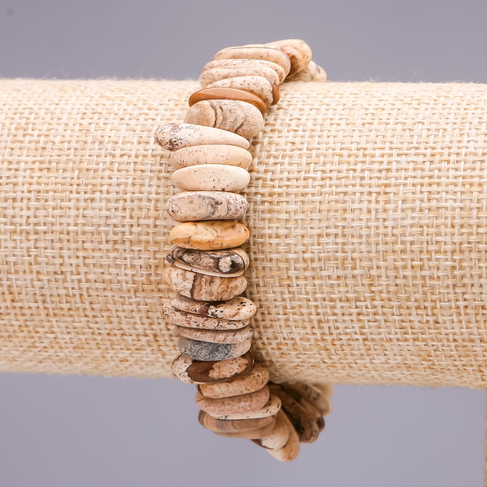 Brățară din jasp peisaj, bețișoare, diametrul 4×15 mm, lungime 19 cm