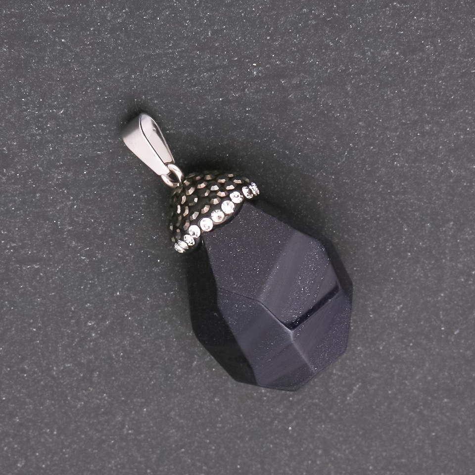 Кулон "Жолудь" з каменю Авантюрин Синій Пісок Ніч Каїра (синтетичний) 32х20 (+-) мм