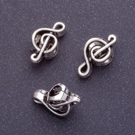 Furnitură inserție Pandora mărgea, cheie de sol, lungime 18 mm, diametru 1–4 mm, culoare argintiu, finisaj 20 g, + -11 bucăți