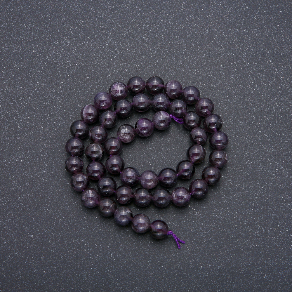 Mărgele pe șnur, ametist natural, bile lucioase, diametrul 8,5 mm, lungime 39 cm (±)