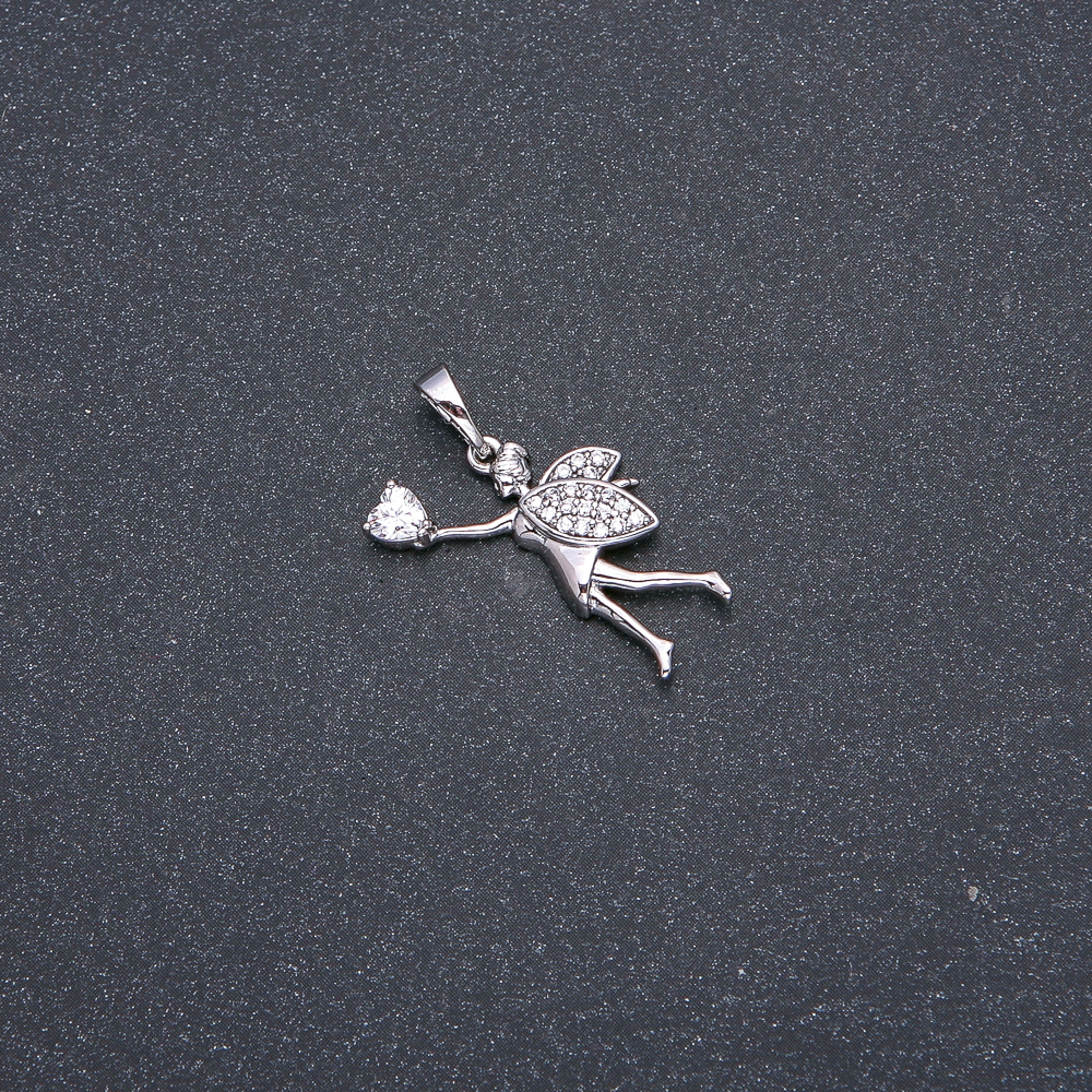 Colier Xuping rodiat cu piatră albă și strasuri 27×22×17 mm +