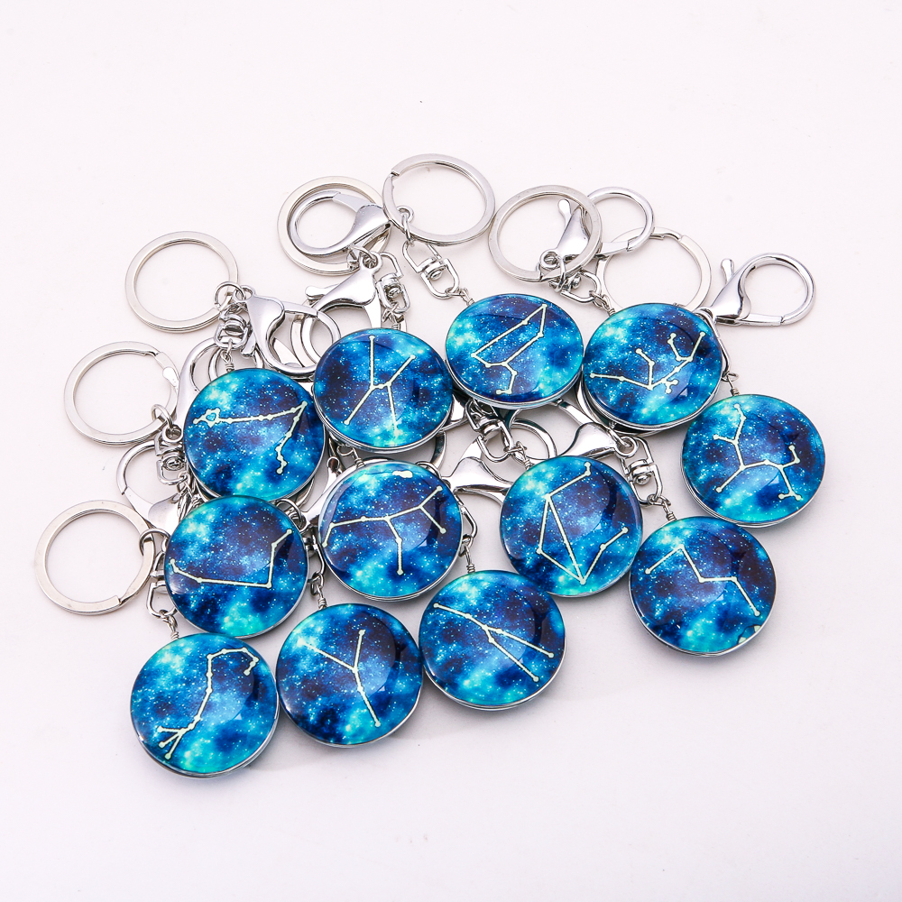 Breloace zodiac fosforescente, set de 12 bucăți, prețul pe pachet, lungime 10 cm