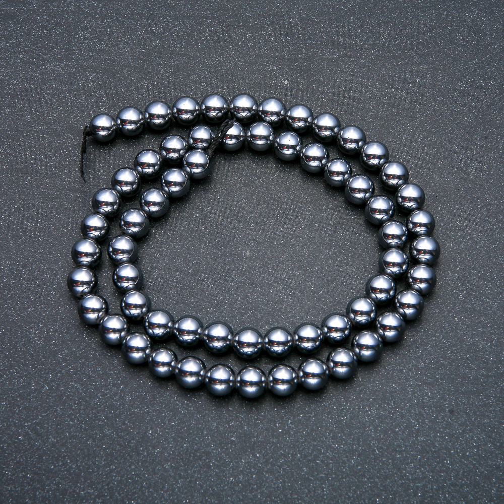Mărgele Terahertz pe șnur, bile netede, diametru 8 mm, lungime 39 cm