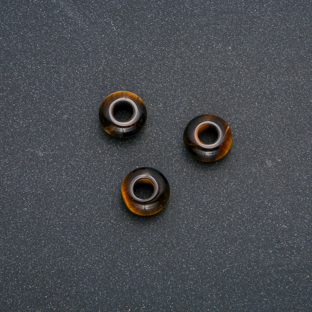 Mărgea Pandora din piatră naturală Ochi de Tigru 14x7mm, diametrul găurii 5,5 mm +