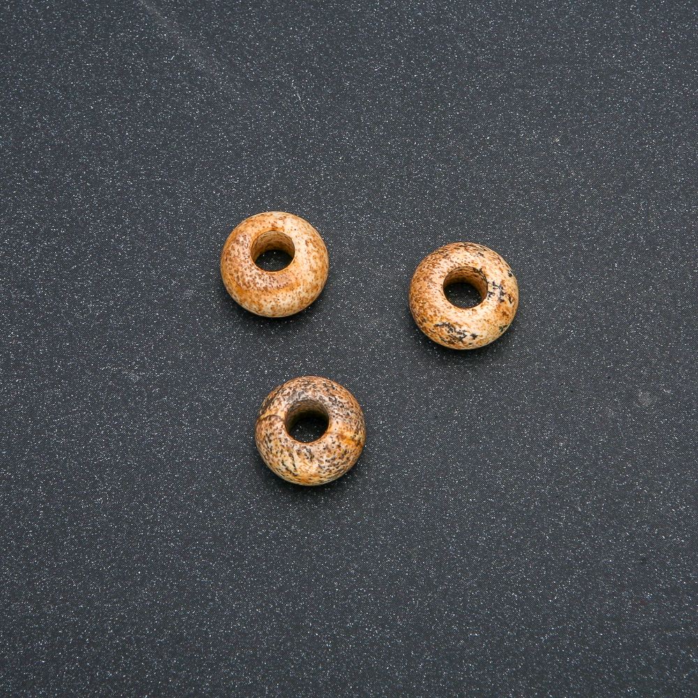 Mărgea Pandora din piatră naturală jasper peisaj 14×7 mm, diametrul găurii 5,5 mm