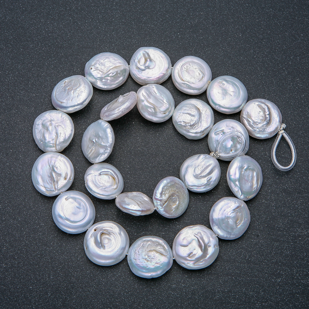 Șnur de perle baroce, diametru 16 mm, lungime 42 cm +/- cu reflex de benzină