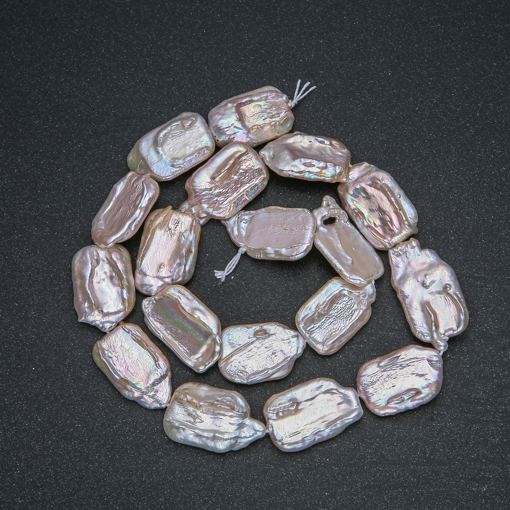 Șnur de perle baroce naturale, diametrul 22×14 mm, lungime 40 cm +/- cu reflexie benzină