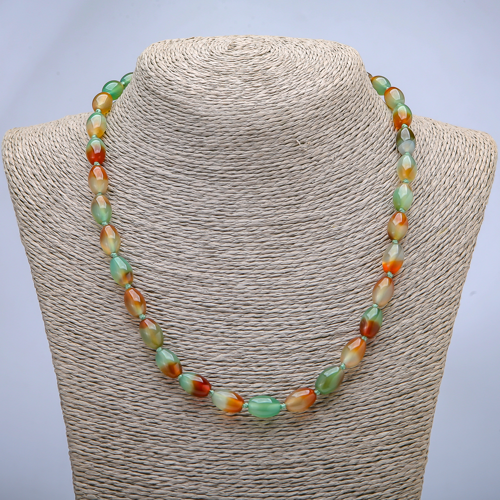 Colier din agată braziliană, mărgele în formă de baril, diametrul 8×12 mm, lungime 45 cm