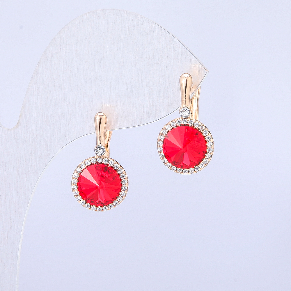 Cercei Xuping placare cu aur 18K, cu cristale Swarovski și strasuri albe, diametrul 19x10 mm +