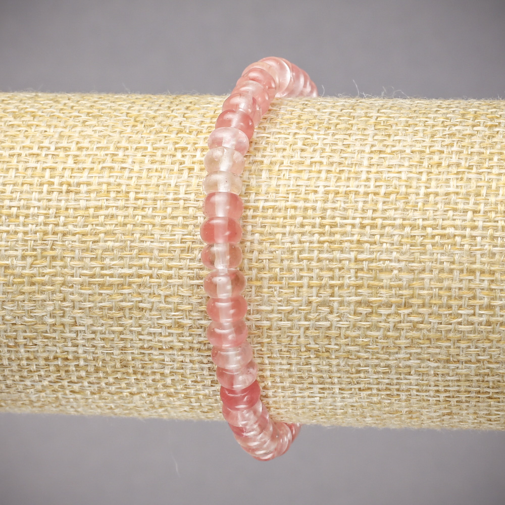 Brățară elastică din piatră naturală calcedon, rondel neted, diametru 6x4 mm, lungime 18 cm