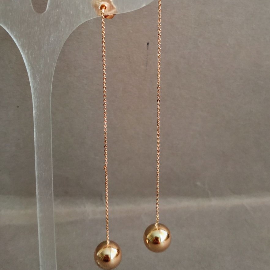 Cercei cu știft bile Xuping placare cu aur 18K, diametrul 10 mm, lungime 10 cm