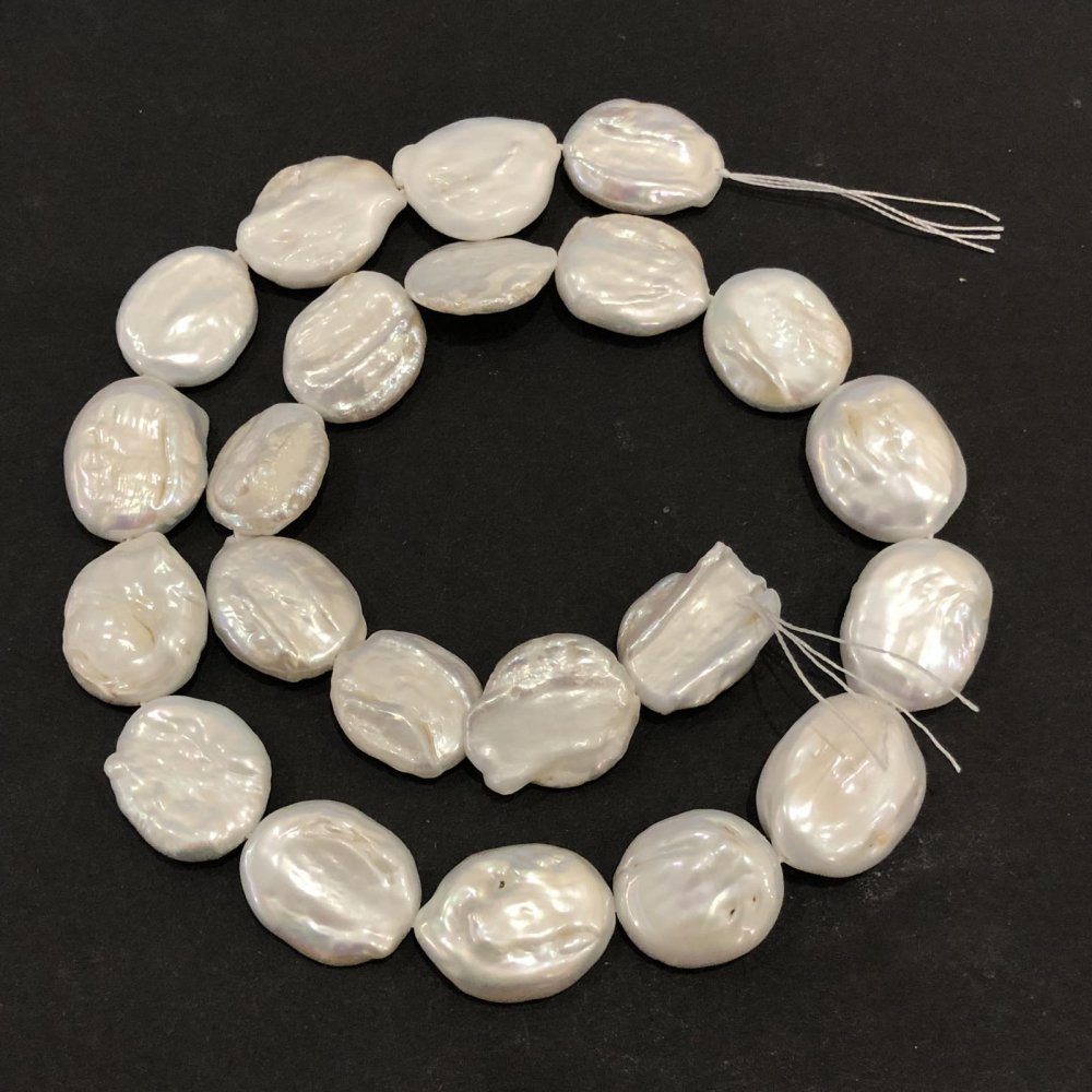 Șnur din perlă baroc naturală, diametrul 19x15 mm, lungimea 40 cm ± cu luciu