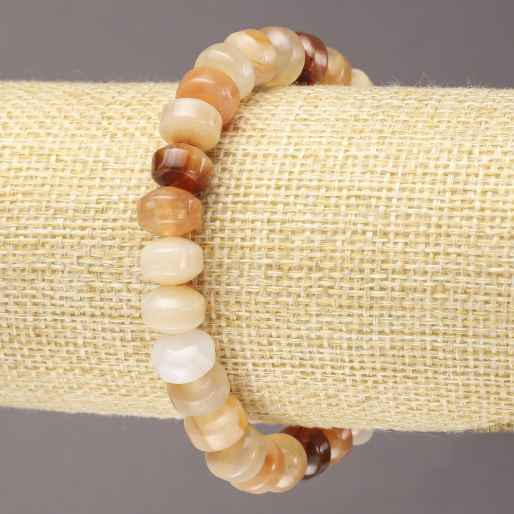 Brățară pe elastic din carneol natural, rondel net, diametrul 9x7 mm+