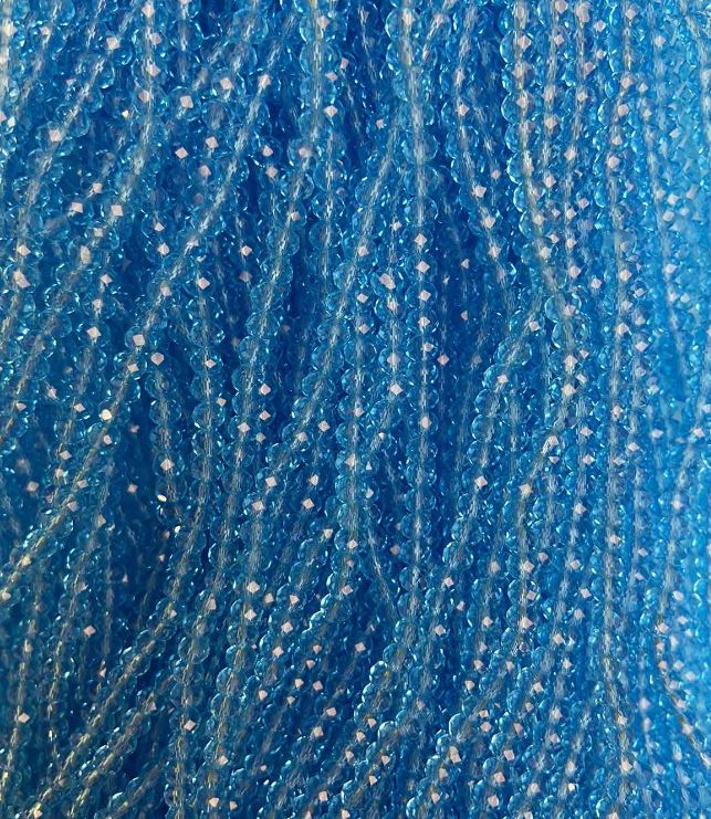 Mărgele din cristal cehesc pe șnur, albastru deschis, rondel tăiat, diametru 3,5×3 mm, lungime 33 cm + -