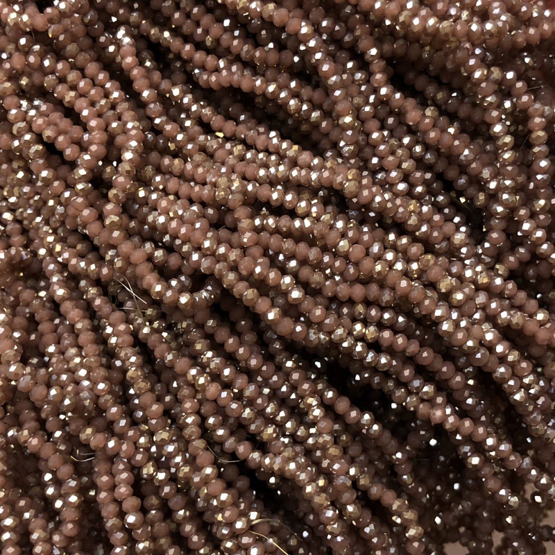 Mărgele din cristal ceh pe fir, tăiate cu freză, mat, cu placare, rondel tăiat, diametrul 3×2,5 mm, lungime 36–38 cm +