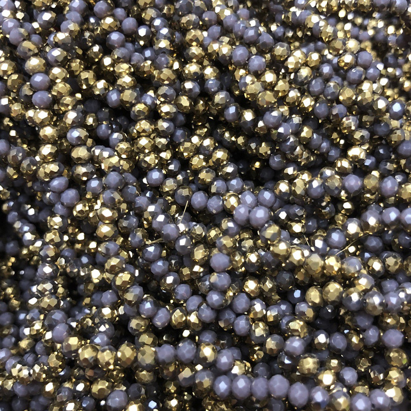 Mărgele mov din cristal ceh pe șnur, asortate mov mat cu acoperire, rondel facetat, diametrul 3,5x3 mm + -, lungime 36-38 cm +