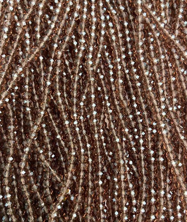 Mărgele din cristal ceh pe fir, maro transparent, rondel facetat, diametrul 3,5×3 mm, lungime 32 cm