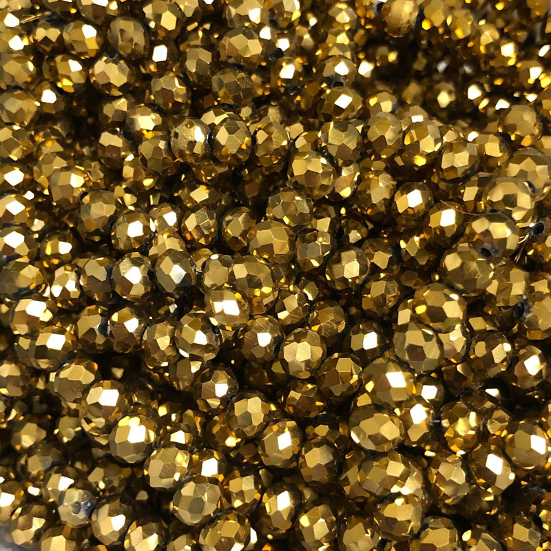 Mărgele din cristal ceh pe fir cu placare, rondel tăiat, diametrul 6x4,5 mm + -, lungime 38-40 cm +