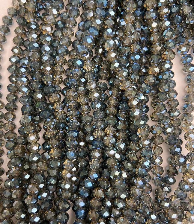 Mărgele gri din cristal ceh, cu finisaj lucios, rondeluri tăiate, diametrul 6x5 mm, lungime 40-42 cm