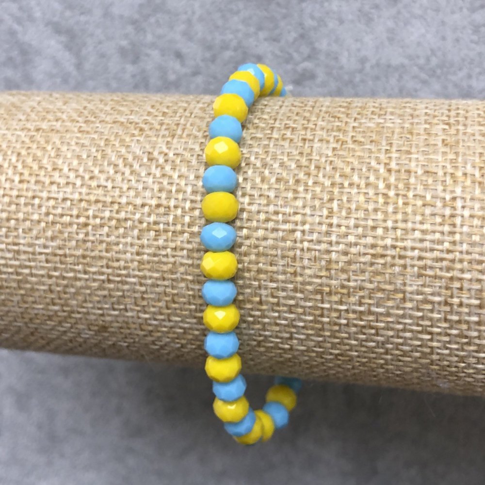 Brățară pe elastic din cristal ceh, Ucraina, rondeluri tăiate, diametrul 6×4 mm, lungimea 18 cm