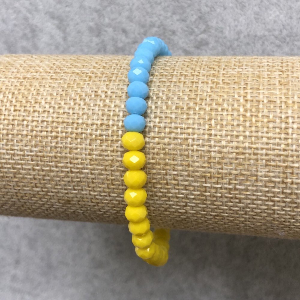 Браслет на гумці з Чеського Кришталю Україна гранований рондель, діаметр 6х4мм+-, довжина 18см+