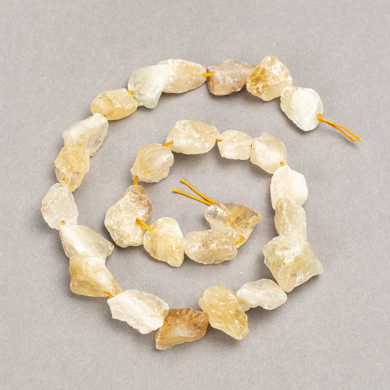 Mărgele pe șnur, citrin brut, în formă de nugget, diametrul 16×12 mm, lungime 41 cm