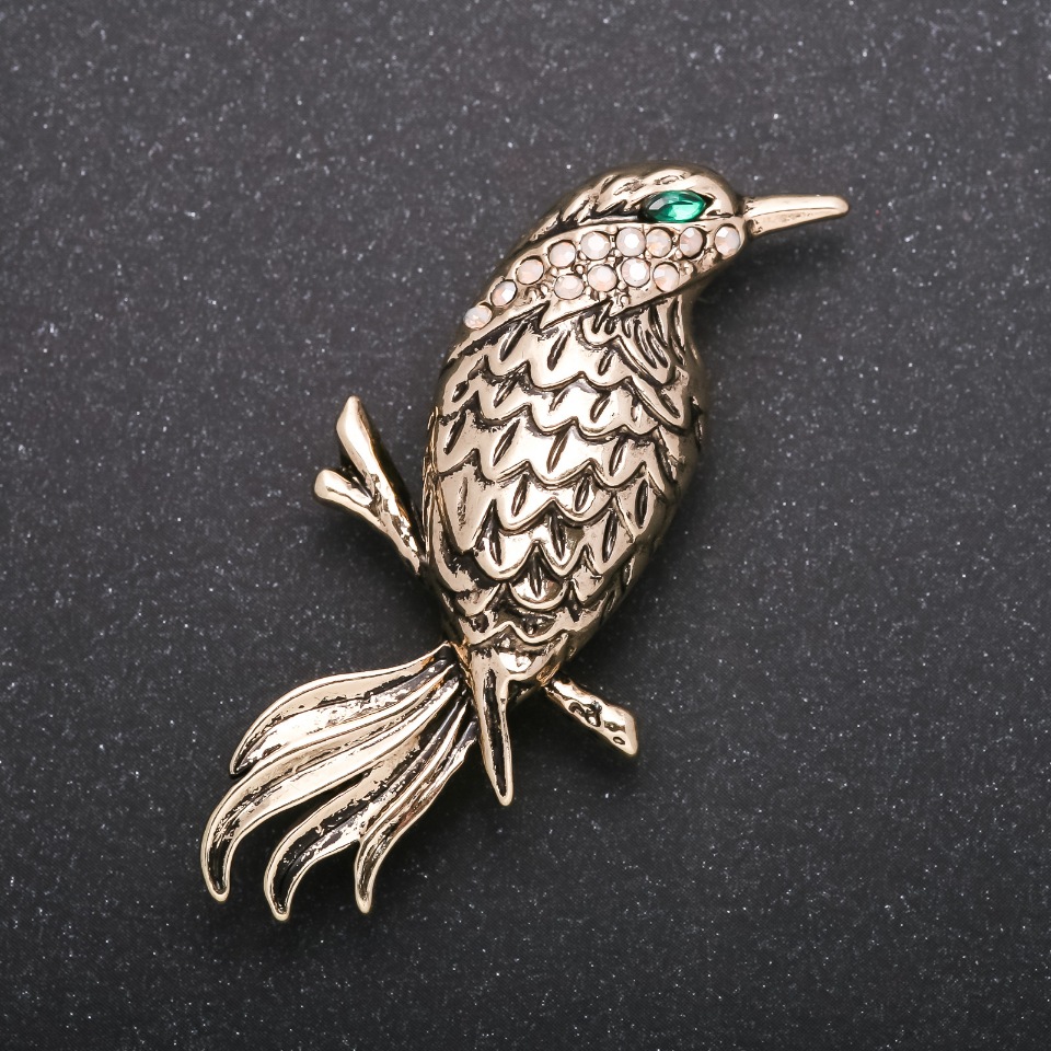 Broșă Ivolga, culoare metalică galbenă, 57×27 mm