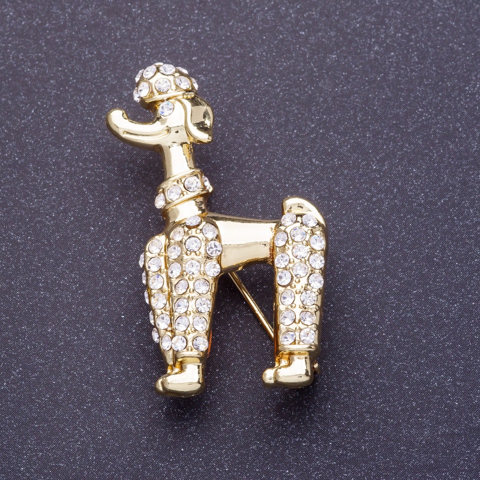 Broșă «Pudel Regal» 2x4 cm, culoare metalică: auriu lămâie