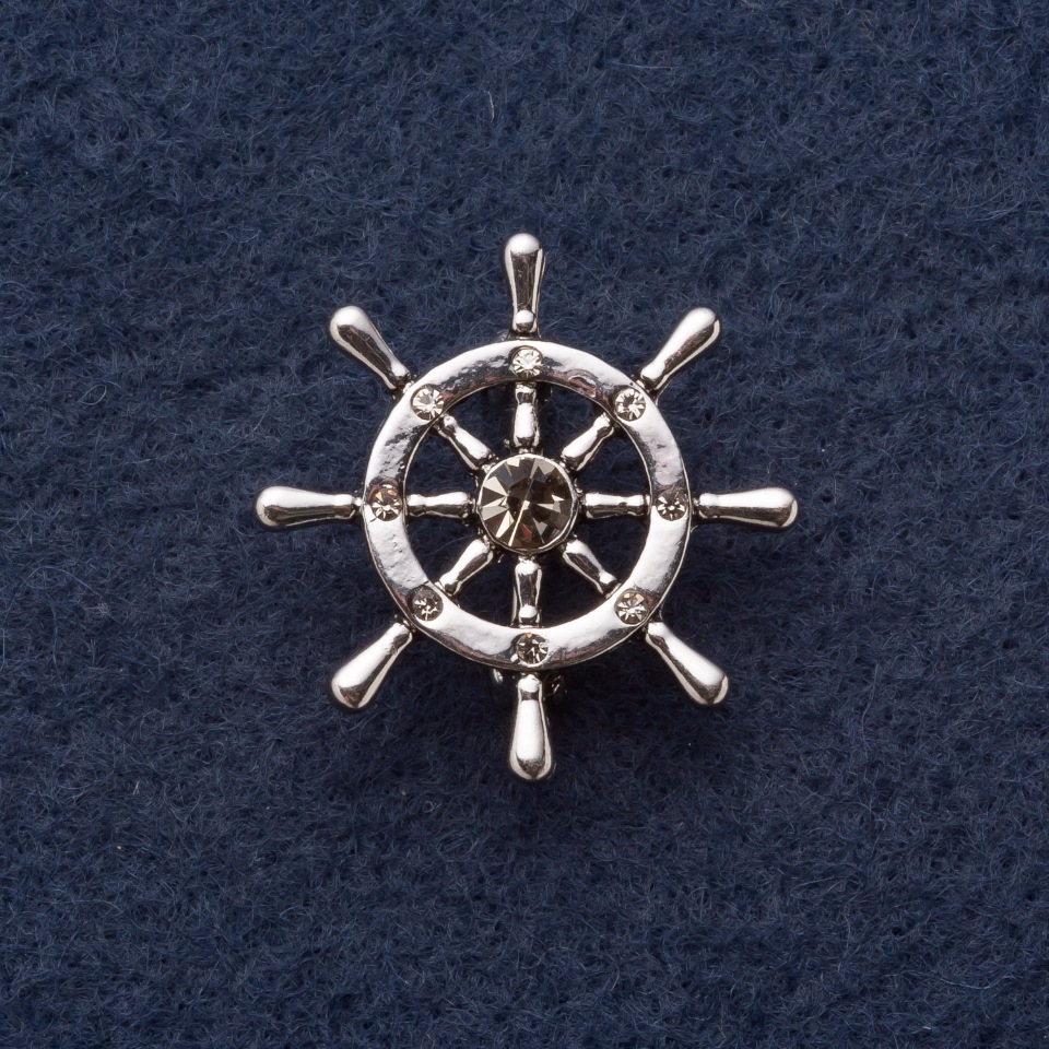 Broșă «Volan», diametrul de 3 cm, metal gri