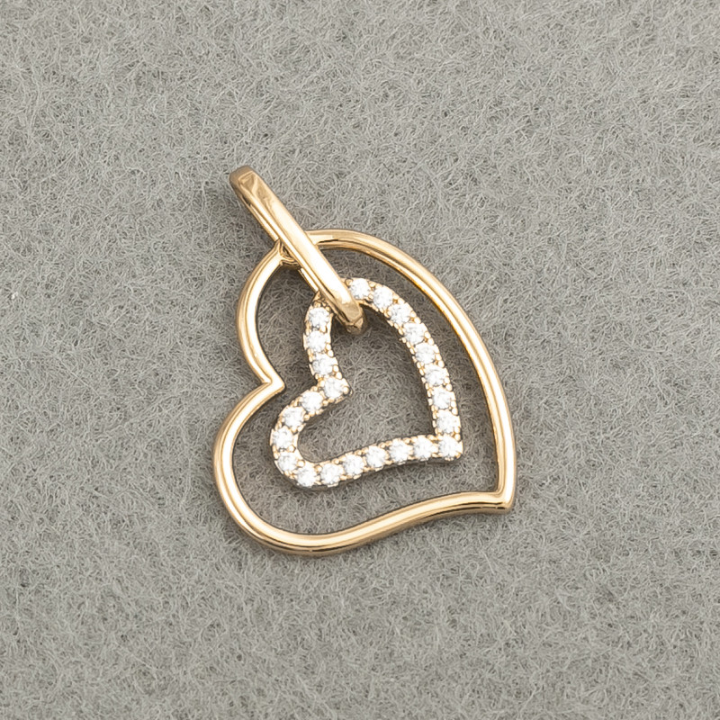 Pandantiv Xuping placat cu aur 18K Inimă cu cristale albe, diametrul 21×17 mm +