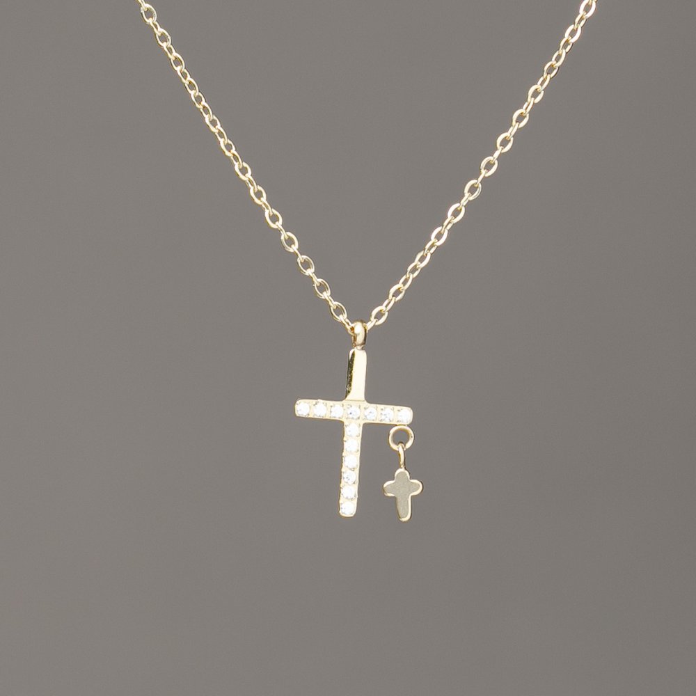 Ланцюжок Xuping Позолота лимонна з підвіскою і білими стразами 15х9мм + -, товщина 1мм + -, довжина 40-45см +