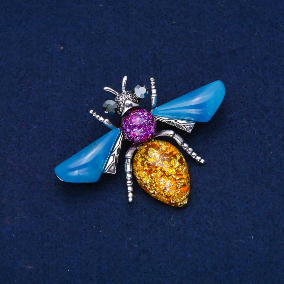 Broșă cu fluture din metal argintiu, 47×62 mm +