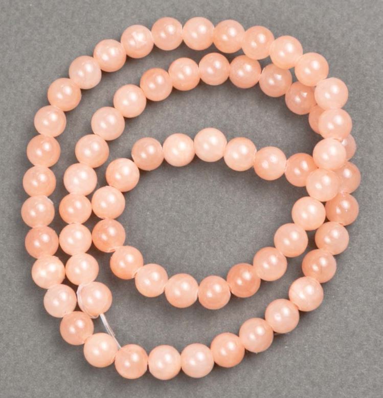 Mărgele pe șnur Selenit (acrilic artificial), bile netede de 6 mm, lungime 40 cm ±