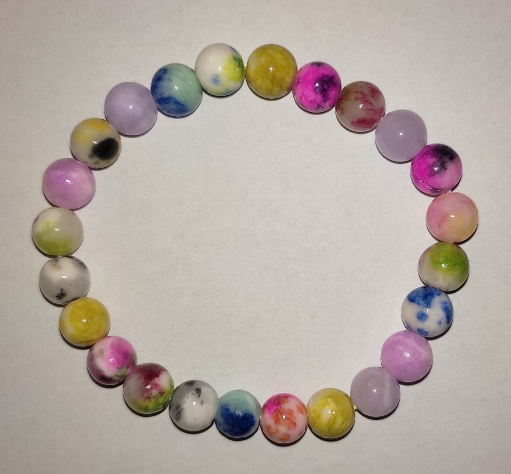 Браслет із тонованого Кварцу асорті (штучний) кулька, діаметр 8мм+-, довжина 18см