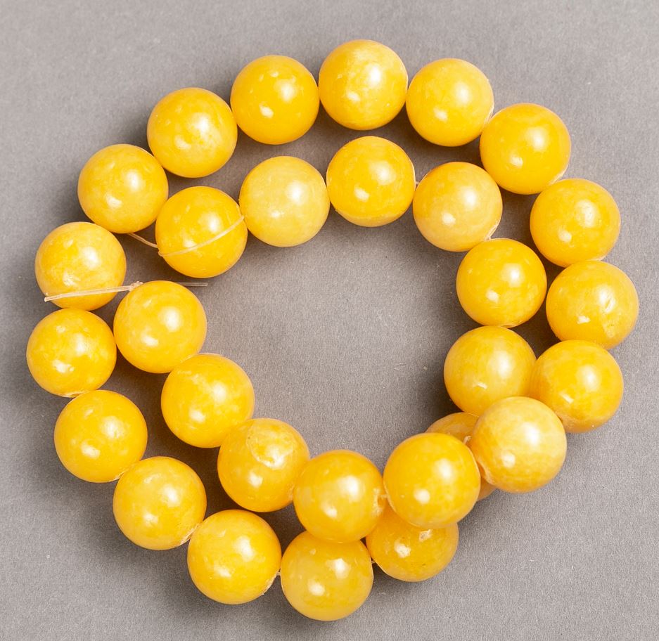 Mărgele acrilice Citrin pe fir, bilă netedă, diametru 14 mm ±, lungime 40 cm