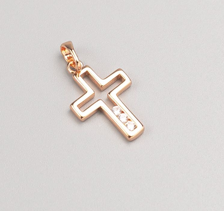 Pandantiv Xuping în formă de cruce, placare cu aur 18K, diametrul 21x13 mm