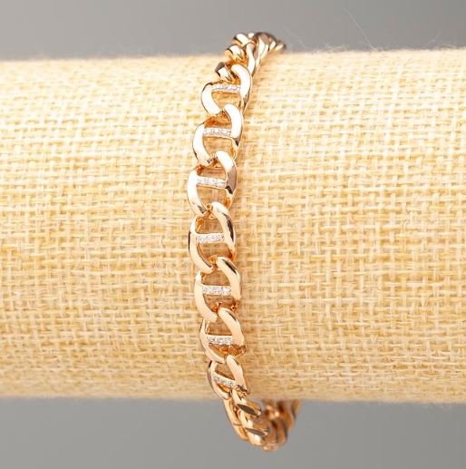 Brățară Xuping placare cu aur 18K, lungime 17 cm, grosime 7 mm ± cu cristale albe