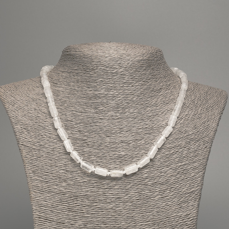 Colier din cristal de munte, piatră naturală, cilindru neted, diametrul 10×6 mm, lungime 48 cm ±