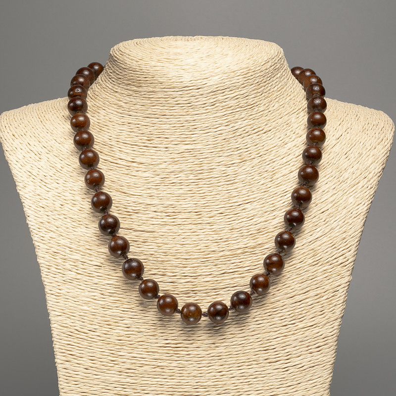 Colier «Ochi de tigru» cu bile lucioase, diametrul aproximativ 10 mm, lungime 50 cm, din nefrit alb sintetic colorat