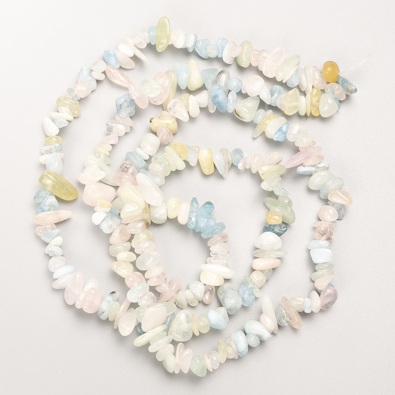 Mărgele Morganit, piatră naturală mărunțită pe fir, diametrul 9×3 mm, lungime 80 cm