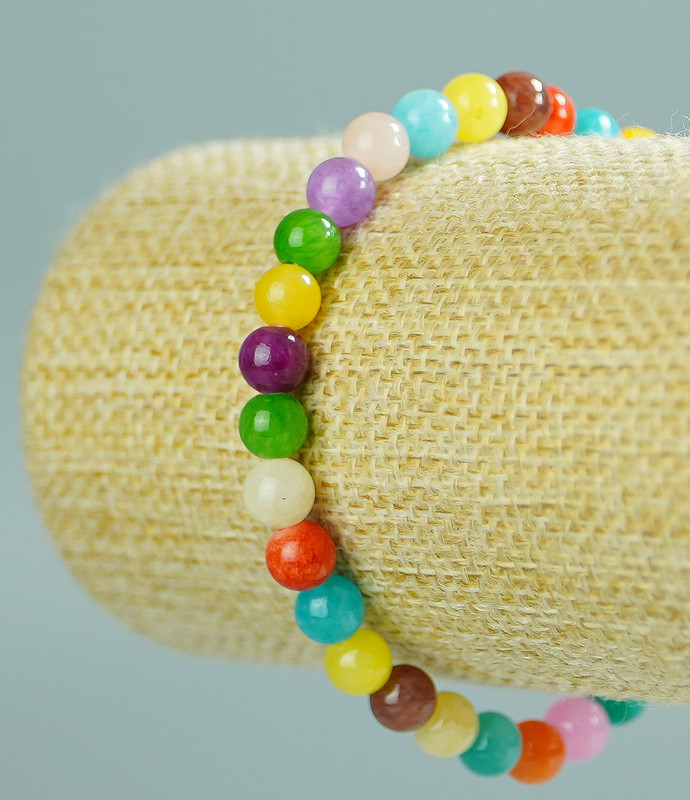 Brățară asortiment tonifiat cuarț (acrilic), diametrul 6(±)mm, lungimea 18 cm (elastic)