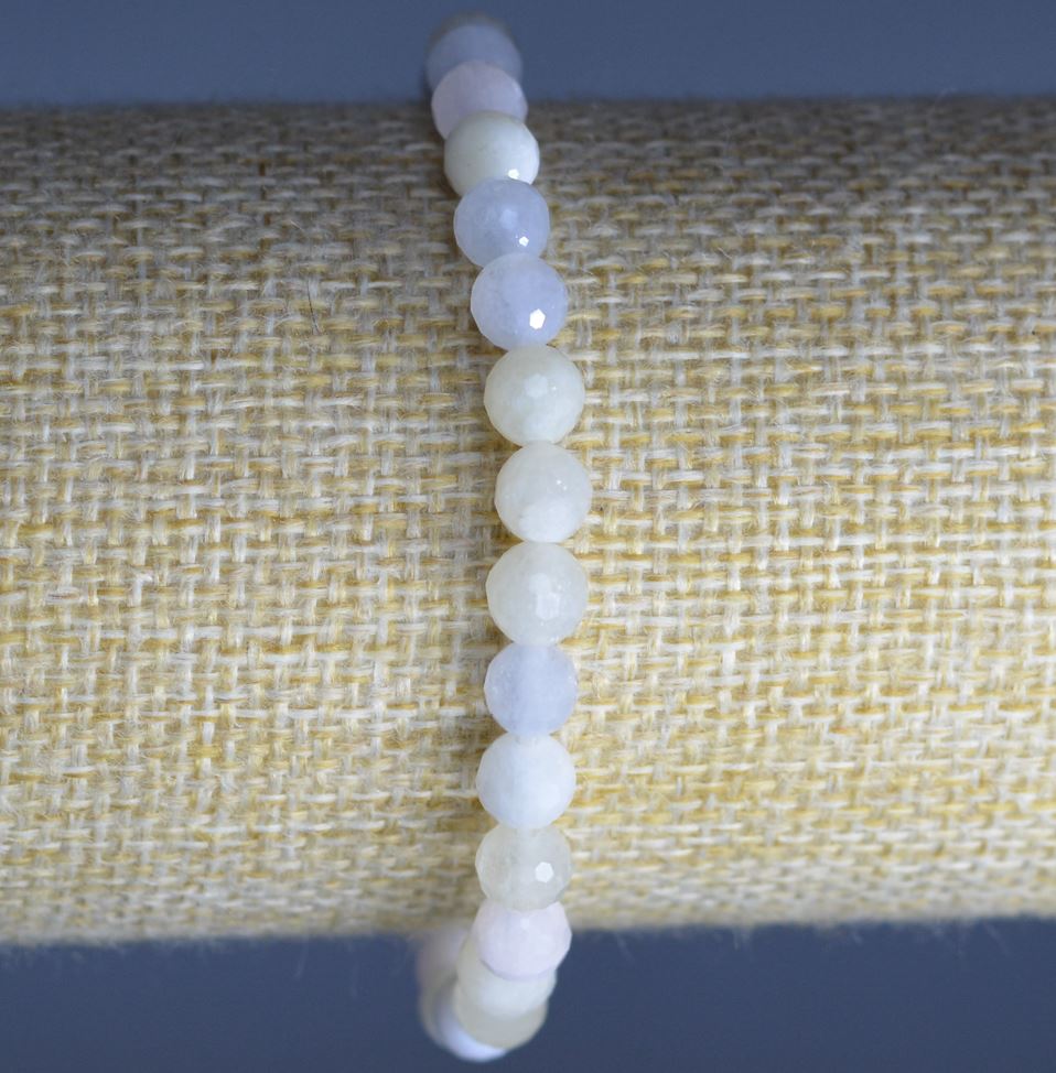 Brățară din morganit natural, mărgele tăiate rotund cu diametrul de 6 mm, lungime 18 cm (elastic)