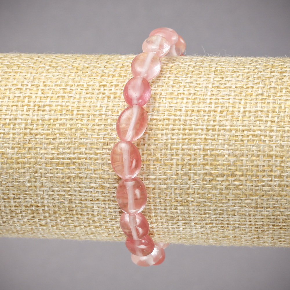 Brățară pe elastic din piatră naturală calcedon, oval neted, diametrul 10x8 mm, lungime 18 cm