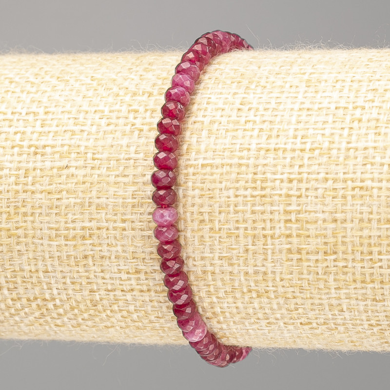 Браслет Турмалін (штучний) гранований рондель, діаметр 4х3мм+-, довжина 18см (стрейч)