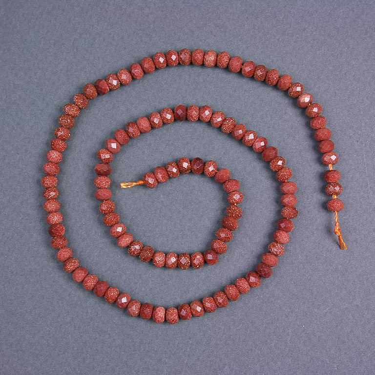 Mărgele din aventurin «nisip auriu» piatră naturală rondel tăiat, diametrul 5×3,5 mm, pe șnur, lungime 38 cm+