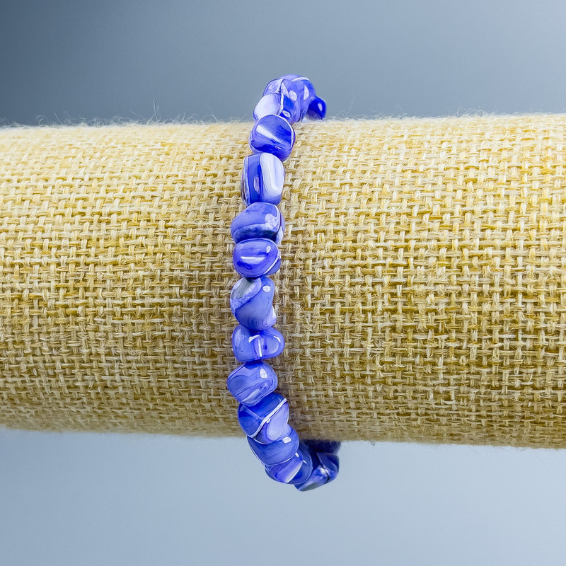 Brățară mov din sidef, mărgele tăiate, diametrul 8x6 mm, lungime 18 cm (elastic)