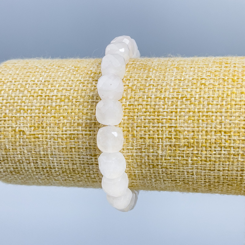 Brățară din cristal de munte, piatră naturală, cuburi tăiate, dimensiune 9×9 mm, lungime 18 cm (elastică)